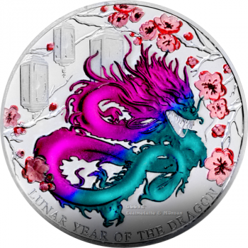 Preview: Pitcairn Lunar Year of the Dragon 1 oz Silver 2024 PP Colour